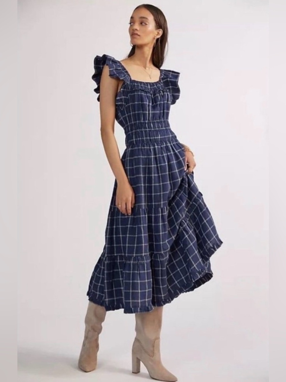 NWOT Anthropologie Magali Pascal Ruffled Linen Midi Dress size XS
